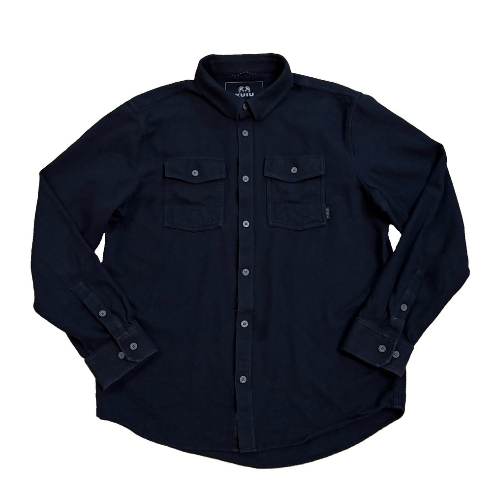 Kuiu Shirt Men's Large Field Flannel Button Up Long Sleeve Blue Cotton Wool